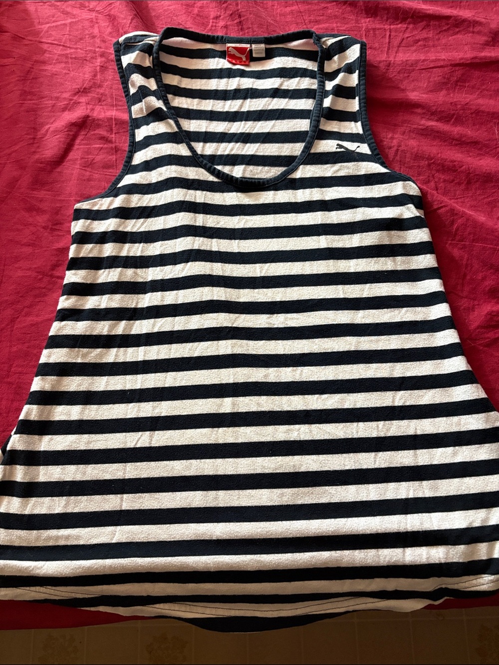 Puma Black & White Striped Sleeveless Tank